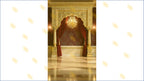 ROYAL GOLDEN ARCH STAGE WITH MAROON DRAPES AND CHANDELIER BACKDROP FOR WEDDING & PORTRAIT PHOTOGRAPHY