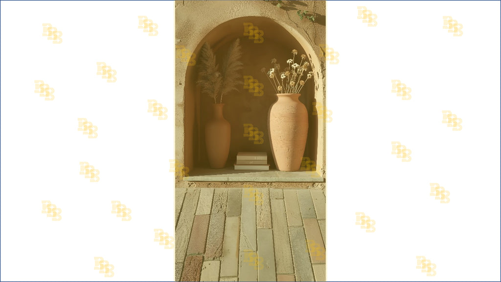 MINIMAL TERRACOTTA ARCH NICHE WITH VASE DECOR BACKDROP FOR PORTRAIT & CONTENT PHOTOGRAPHY
