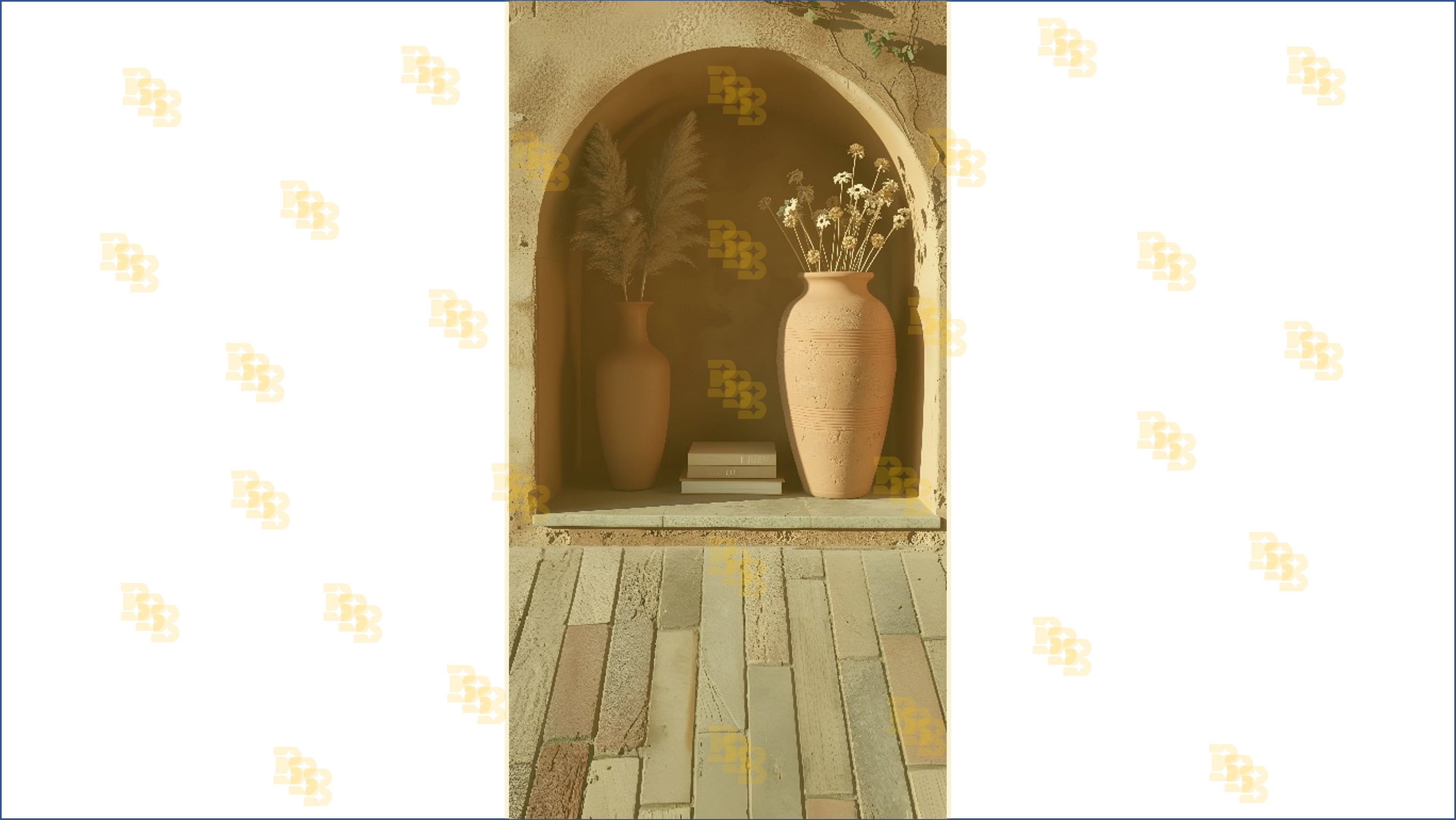 MINIMAL TERRACOTTA ARCH NICHE WITH VASE DECOR BACKDROP FOR PORTRAIT & CONTENT PHOTOGRAPHY