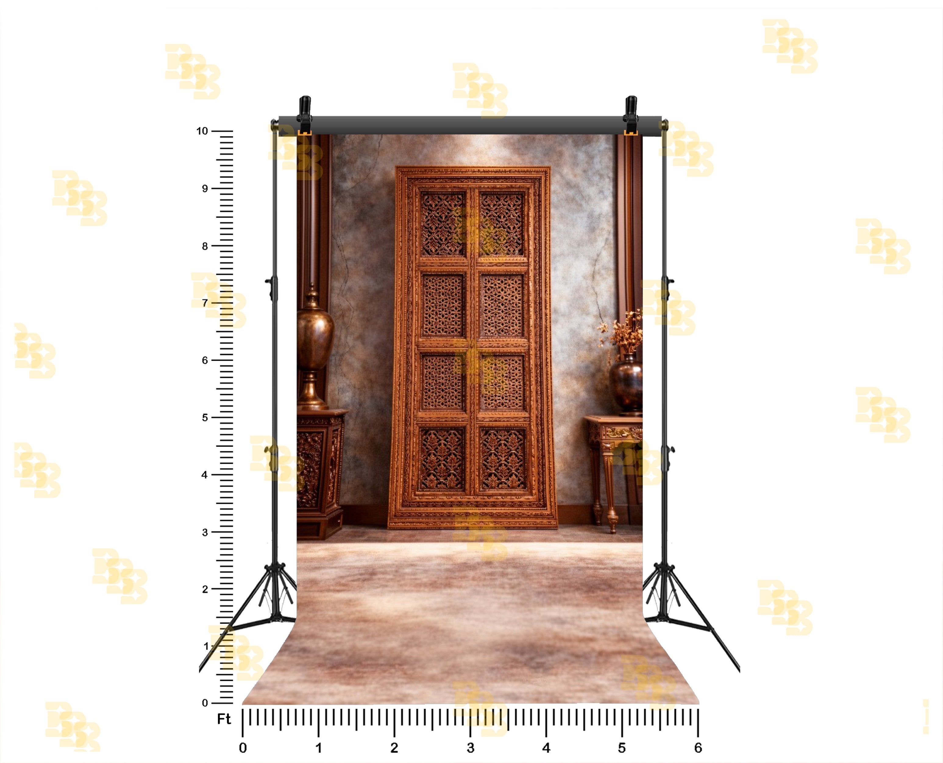 ROYAL CARVED WOODEN PANEL DOOR BACKDROP FOR PORTRAIT & TRADITIONAL PHOTOGRAPHY