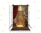 ROSE WALL DOOR WITH RED CURTAIN BACKDROP FOR PORTRAIT & REELS PHOTOGRAPHY