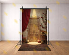 ROSE WALL DOOR WITH RED CURTAIN BACKDROP FOR PORTRAIT & REELS PHOTOGRAPHY