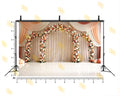 PASTEL FLORAL ARCH STAGE WITH DRAPES BACKDROP FOR WEDDING & BABY SHOWER PHOTOGRAPHY