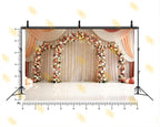 PASTEL FLORAL ARCH STAGE WITH DRAPES BACKDROP FOR WEDDING & BABY SHOWER PHOTOGRAPHY