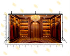 LUXURY WOMEN’S BOUTIQUE WITH CHANDELIER AND ARCH PANEL BACKDROP FOR FASHION & BRAND PHOTOGRAPHY