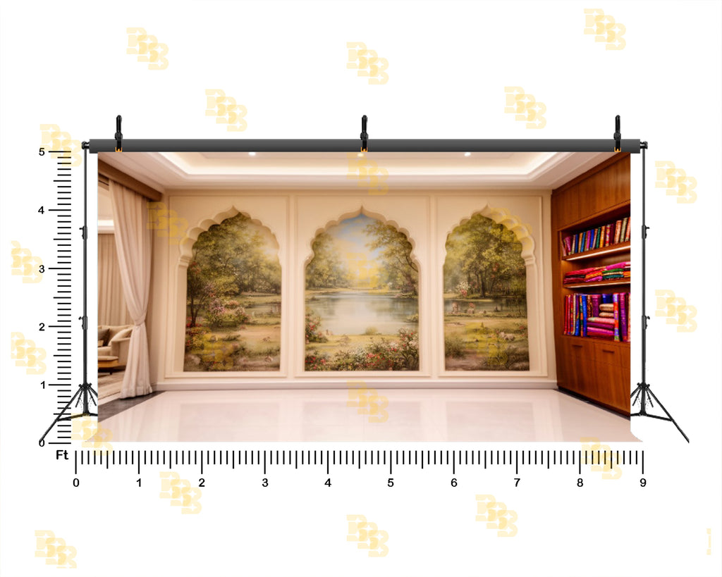 ROYAL ARCH WALL WITH NATURE PAINTING PANELS BACKDROP FOR PORTRAIT & TRADITIONAL PHOTOGRAPHY