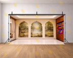 ROYAL ARCH WALL WITH NATURE PAINTING PANELS BACKDROP FOR PORTRAIT & TRADITIONAL PHOTOGRAPHY
