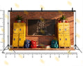 CLASSROOM BLACKBOARD WITH LOCKERS AND BACKPACKS BACKDROP FOR KIDS & SCHOOL PHOTOGRAPHY