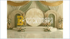 LUXURY MOON STAGE WITH FLORAL ARCHES AND DRAPES BACKDROP FOR WEDDING & EVENT PHOTOGRAPHY