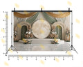 LUXURY MOON STAGE WITH FLORAL ARCHES AND DRAPES BACKDROP FOR WEDDING & EVENT PHOTOGRAPHY