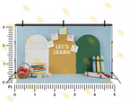 LETS LEARN SCHOOL THEME WITH BOOKS AND CRAYONS BACKDROP FOR KIDS & EDUCATION PHOTOGRAPHY