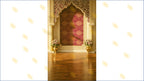ROYAL GOLD ARCH WITH MAROON PATTERN WALL BACKDROP FOR WEDDING & TRADITIONAL PHOTOGRAPHY