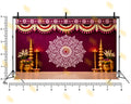 TRADITIONAL MAROON FLORAL MANDALA WITH TEMPLE DECOR BACKDROP FOR WEDDING & HOUSE FUNCTIONS PHOTOGRAPHY