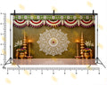 TRADITIONAL OLIVE GREEN FLORAL MANDALA WITH TEMPLE DECOR BACKDROP FOR WEDDING & HOUSE FUNCTIONS PHOTOGRAPHY