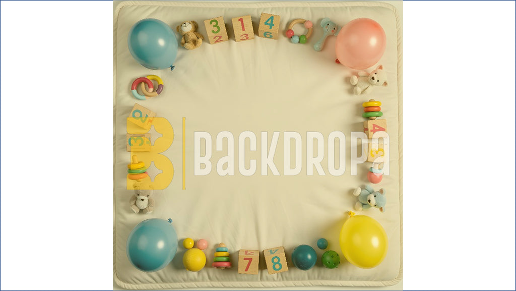 BABY TOYS & NUMBER BLOCKS SOFT MAT FRAME BACKDROP FOR NEW BORN BABY PHOTOGRAPHY