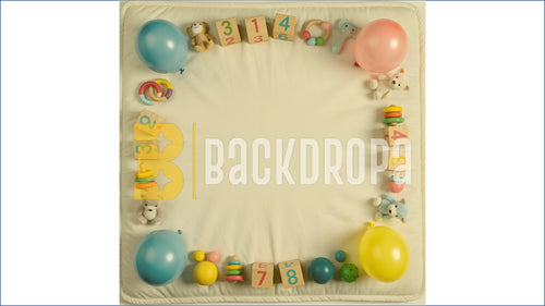 BABY TOYS & NUMBER BLOCKS SOFT MAT FRAME BACKDROP FOR NEW BORN BABY PHOTOGRAPHY