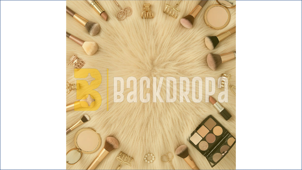 LUXURY MAKEUP & BEAUTY BRUSHES SOFT FUR FRAME BACKDROP FOR FASHION & BEAUTY PHOTOGRAPHY
