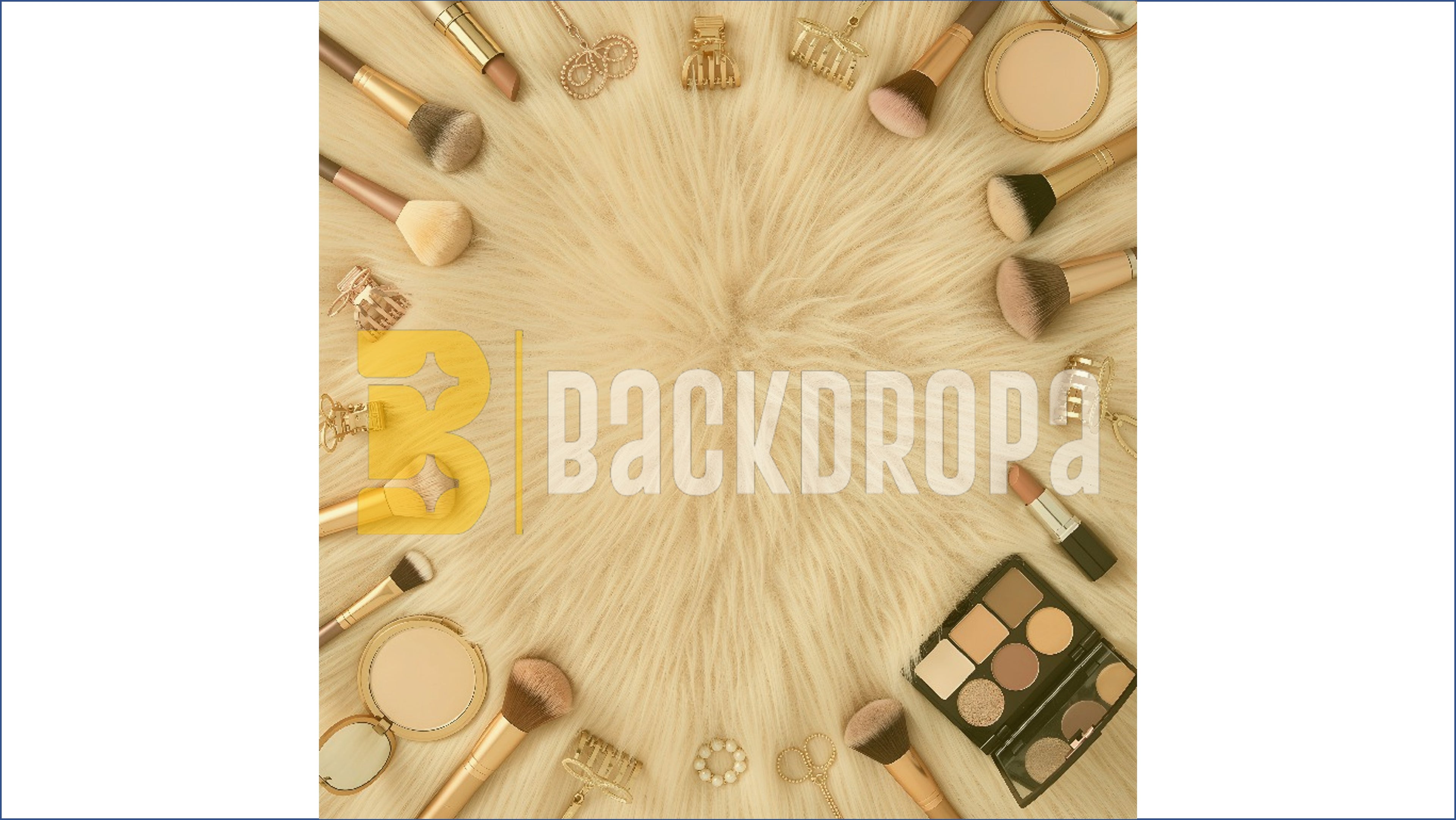 LUXURY MAKEUP & BEAUTY BRUSHES SOFT FUR FRAME BACKDROP FOR FASHION & BEAUTY PHOTOGRAPHY