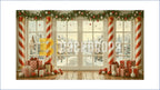 CHRISTMAS WINTER WINDOW WITH CANDY CANE & GIFT DECOR BACKDROP FOR FESTIVE PHOTOGRAPHY