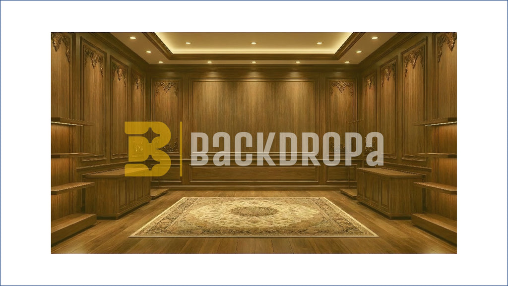 ROYAL WOODEN LUXURY INTERIOR ROOM BACKDROP FOR GROOM & FASHION PHOTOGRAPHY