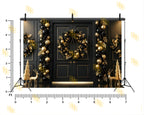 LUXURY BLACK & GOLD CHRISTMAS DOOR DECOR BACKDROP FOR FESTIVE PHOTOGRAPHY