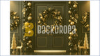 LUXURY BLACK & GOLD CHRISTMAS DOOR DECOR BACKDROP FOR FESTIVE PHOTOGRAPHY