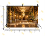 ROYAL CHRISTMAS PALACE HALL WITH GRAND TREE BACKDROP FOR FESTIVE PHOTOGRAPHY