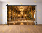 ROYAL CHRISTMAS PALACE HALL WITH GRAND TREE BACKDROP FOR FESTIVE PHOTOGRAPHY