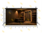 LUXURY WOODEN LOUNGE ROOM WITH VINTAGE FRAME BACKDROP FOR GROOM & FASHION PHOTOGRAPHY