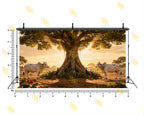 SACRED BANYAN TREE WITH COWS & PEACOCKS BACKDROP FOR TRADITIONAL PHOTOGRAPHY