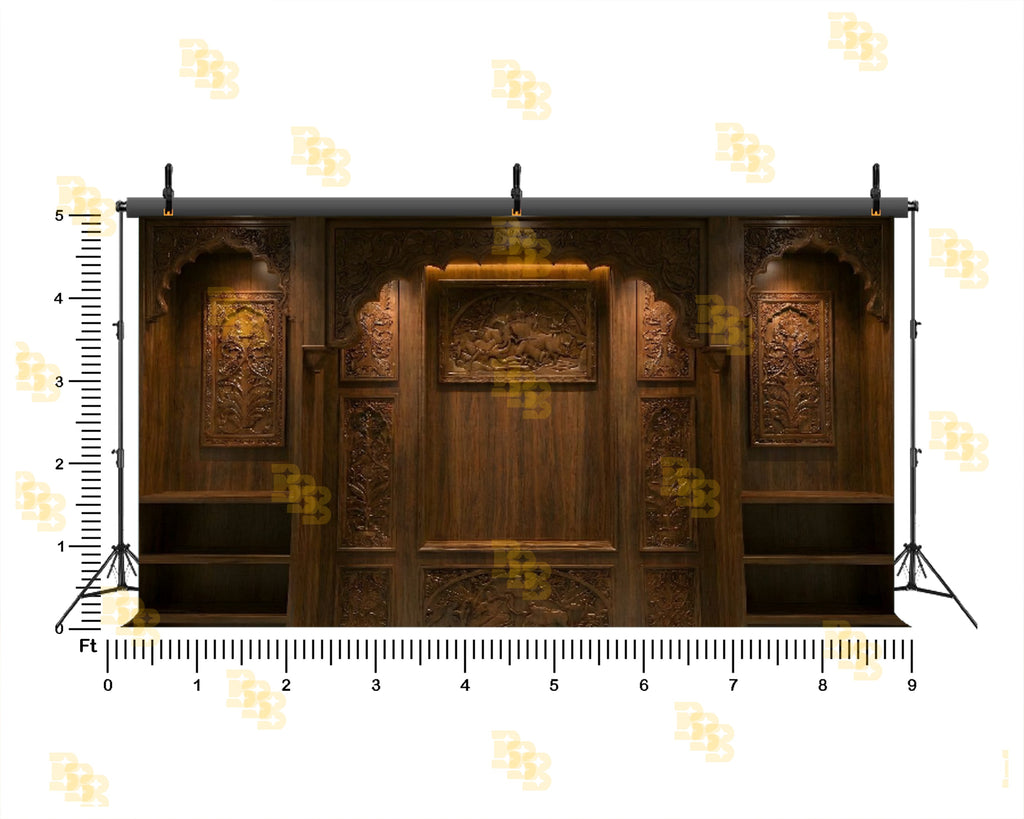 ROYAL CARVED WOODEN WALL INTERIOR BACKDROP FOR GROOM & TRADITIONAL PHOTOGRAPHY