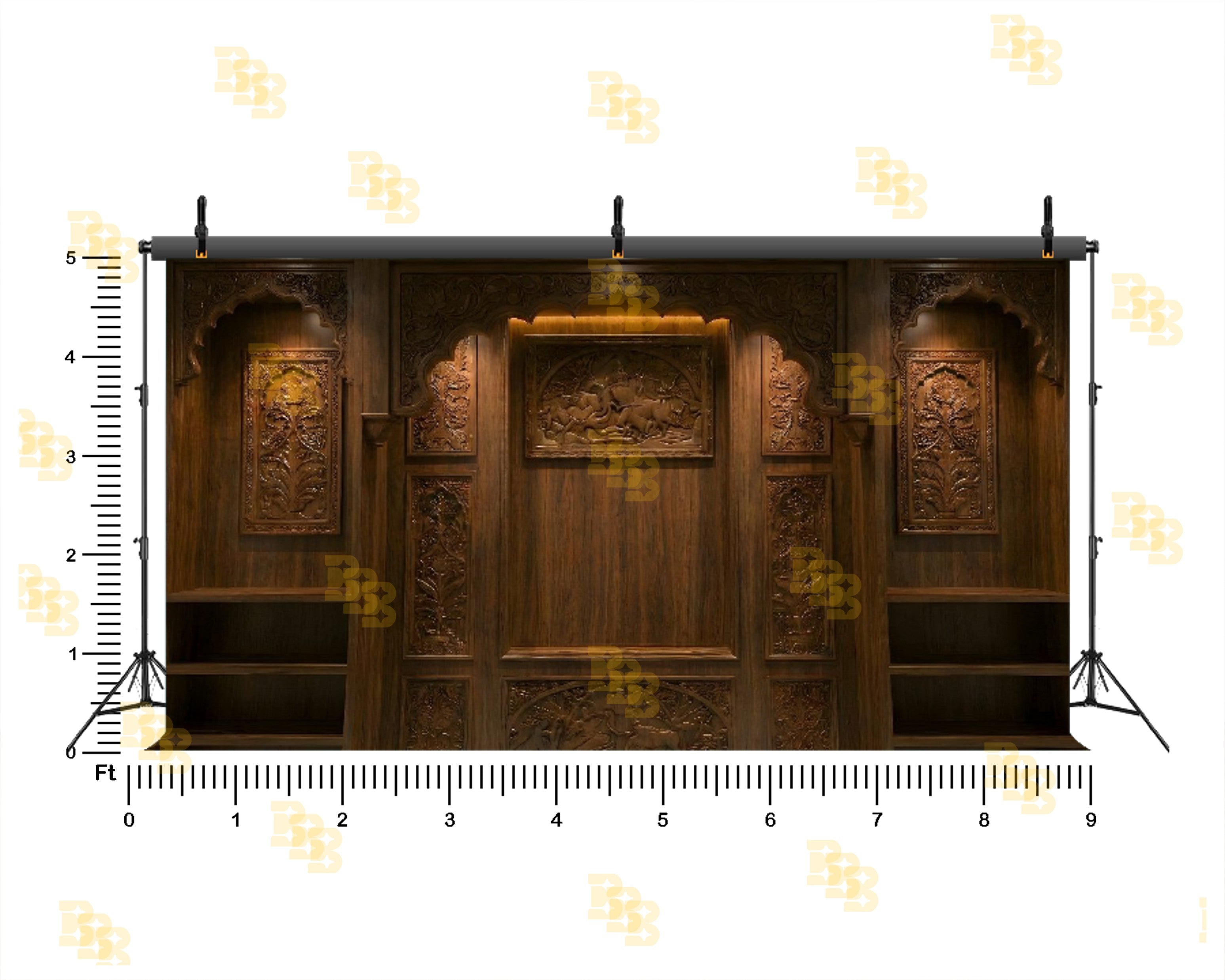 ROYAL CARVED WOODEN WALL INTERIOR BACKDROP FOR GROOM & TRADITIONAL PHOTOGRAPHY