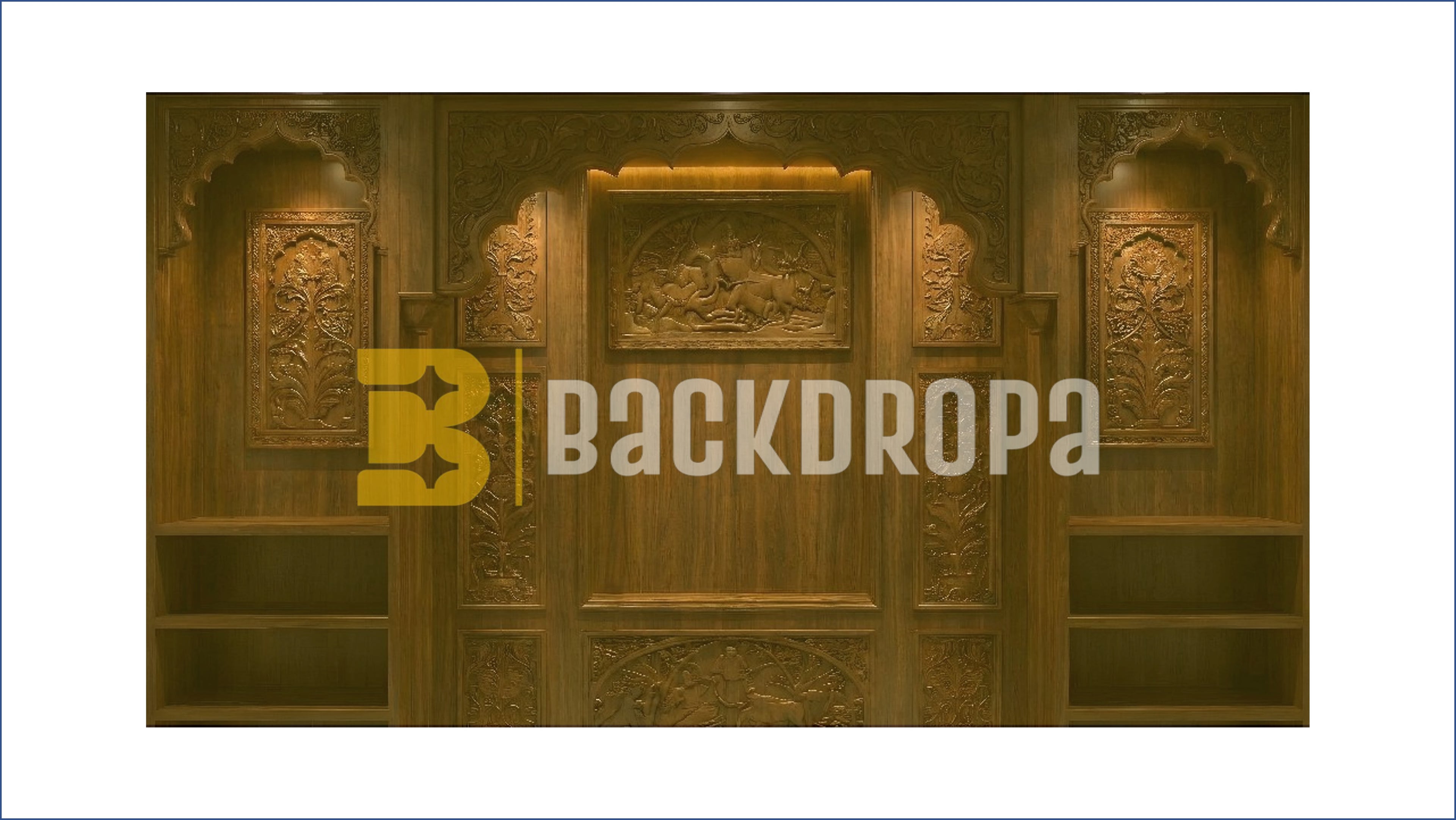 ROYAL CARVED WOODEN WALL INTERIOR BACKDROP FOR GROOM & TRADITIONAL PHOTOGRAPHY