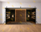 MODERN WAVE WOODEN WALL INTERIOR BACKDROP FOR PODCAST & LUXURY PHOTOGRAPHY