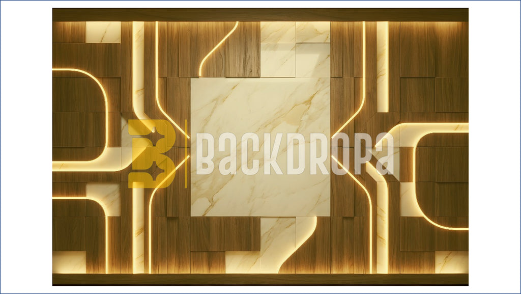 MODERN WOOD & MARBLE GEOMETRIC LIGHTING BACKDROP FOR LUXURY PHOTOGRAPHY