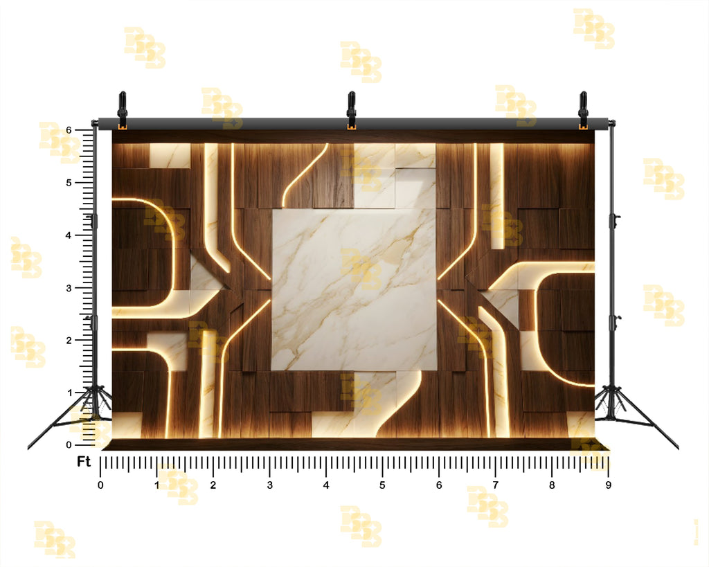 MODERN WOOD & MARBLE GEOMETRIC LIGHTING BACKDROP FOR LUXURY PHOTOGRAPHY