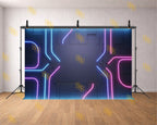 FUTURISTIC NEON GLOW GEOMETRIC WALL BACKDROP FOR GAMING & MODERN PHOTOGRAPHY