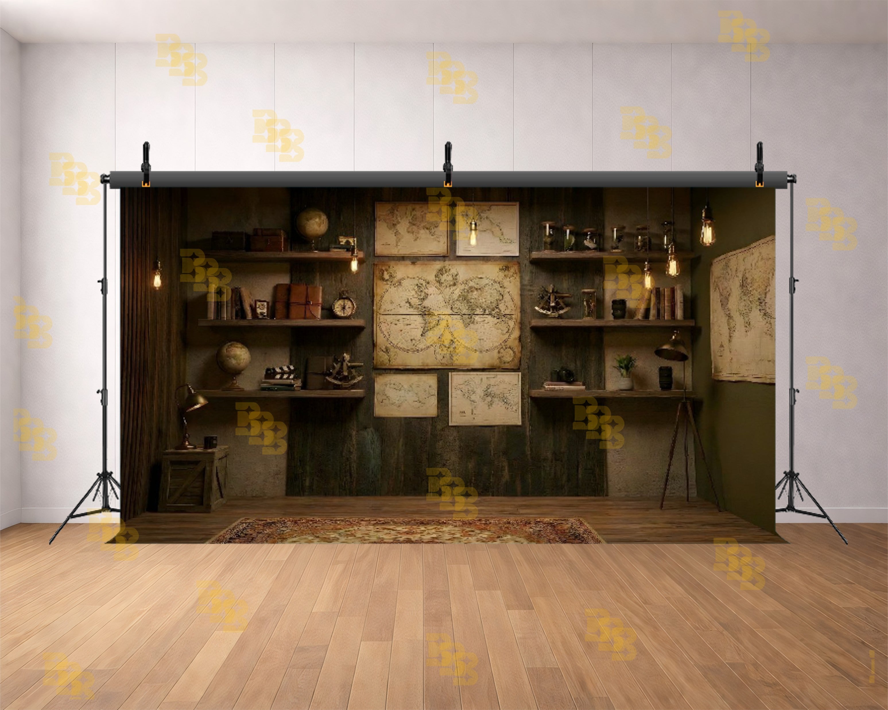 VINTAGE EXPLORER STUDY ROOM BACKDROP FOR PORTRAIT & CREATIVE PHOTOGRAPHY