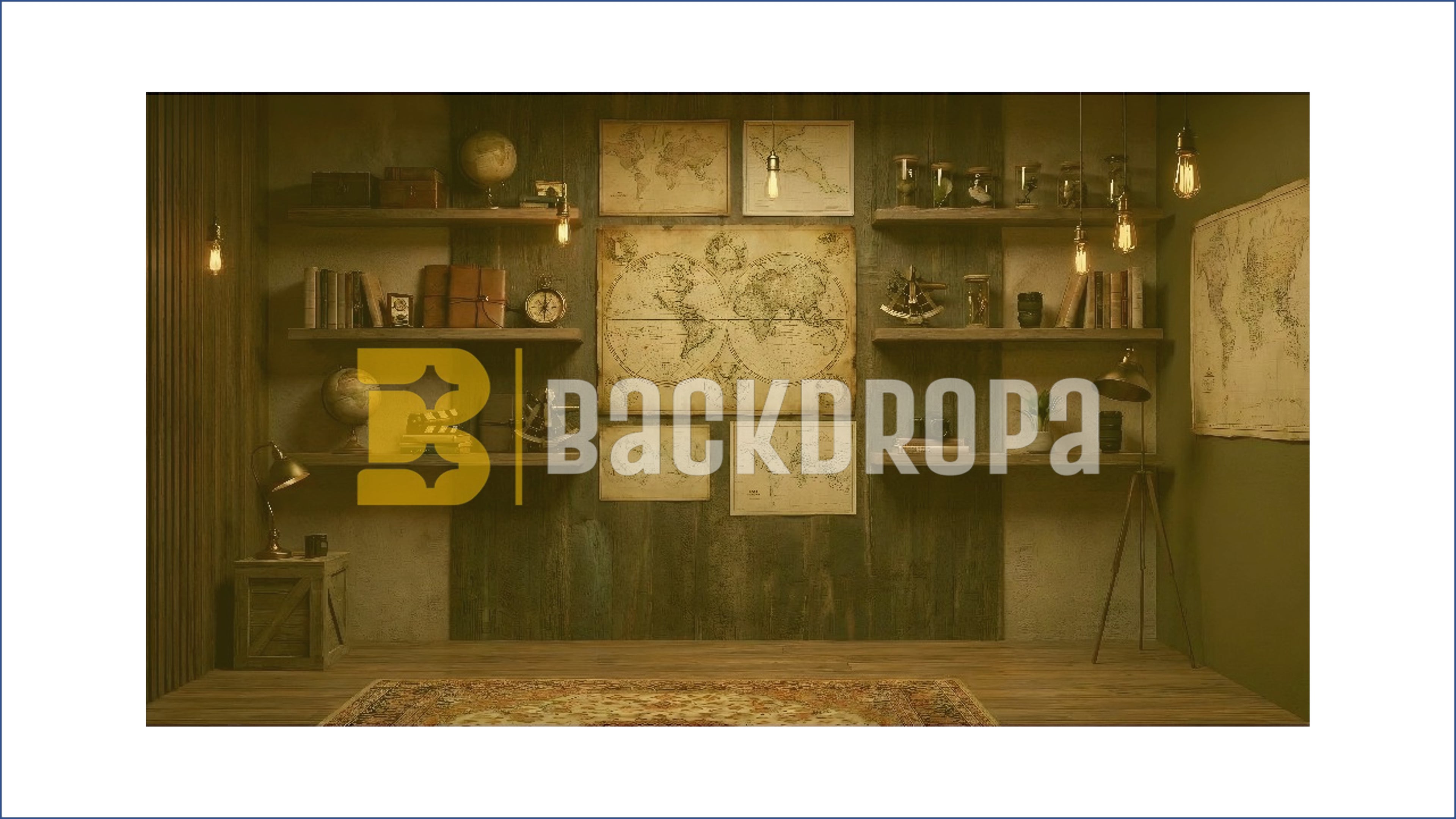 VINTAGE EXPLORER STUDY ROOM BACKDROP FOR PORTRAIT & CREATIVE PHOTOGRAPHY
