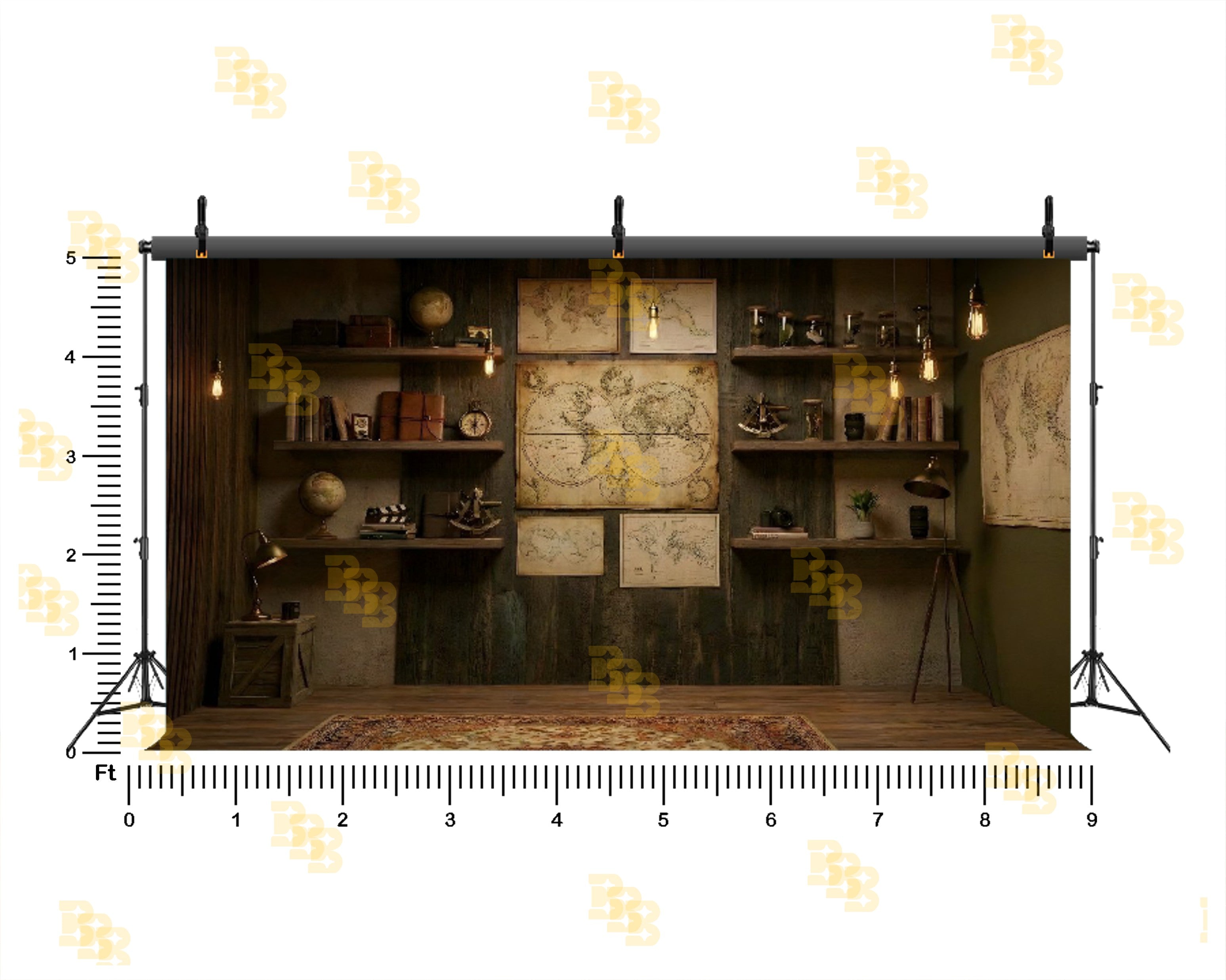 VINTAGE EXPLORER STUDY ROOM BACKDROP FOR PORTRAIT & CREATIVE PHOTOGRAPHY