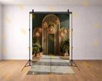 BOHO TROPICAL ARCH WITH RATTAN LIGHTS BACKDROP FOR LIFESTYLE & PORTRAIT PHOTOGRAPHY
