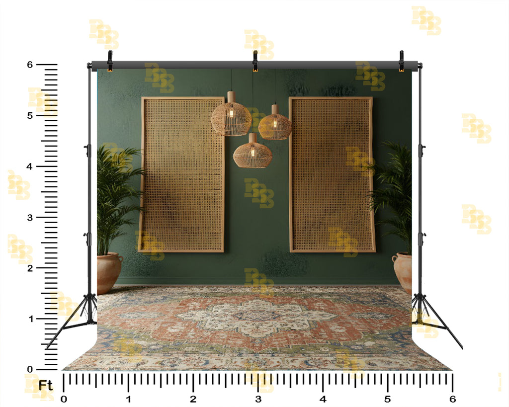 BOHO RATTAN PANEL INTERIOR BACKDROP FOR LIFESTYLE & PORTRAIT PHOTOGRAPHY