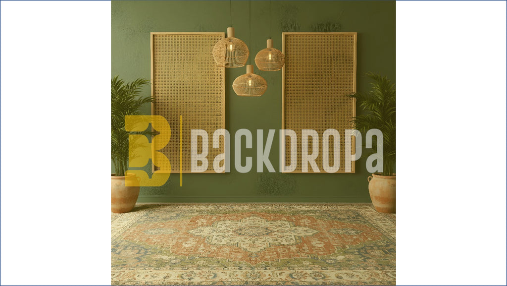 BOHO RATTAN PANEL INTERIOR BACKDROP FOR LIFESTYLE & PORTRAIT PHOTOGRAPHY